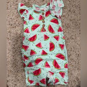 Posh Peanut Mint & Pink Watermelon Print Romper